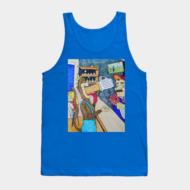 Thirsty Monkey in a Bar Tank Top by ConidiArt